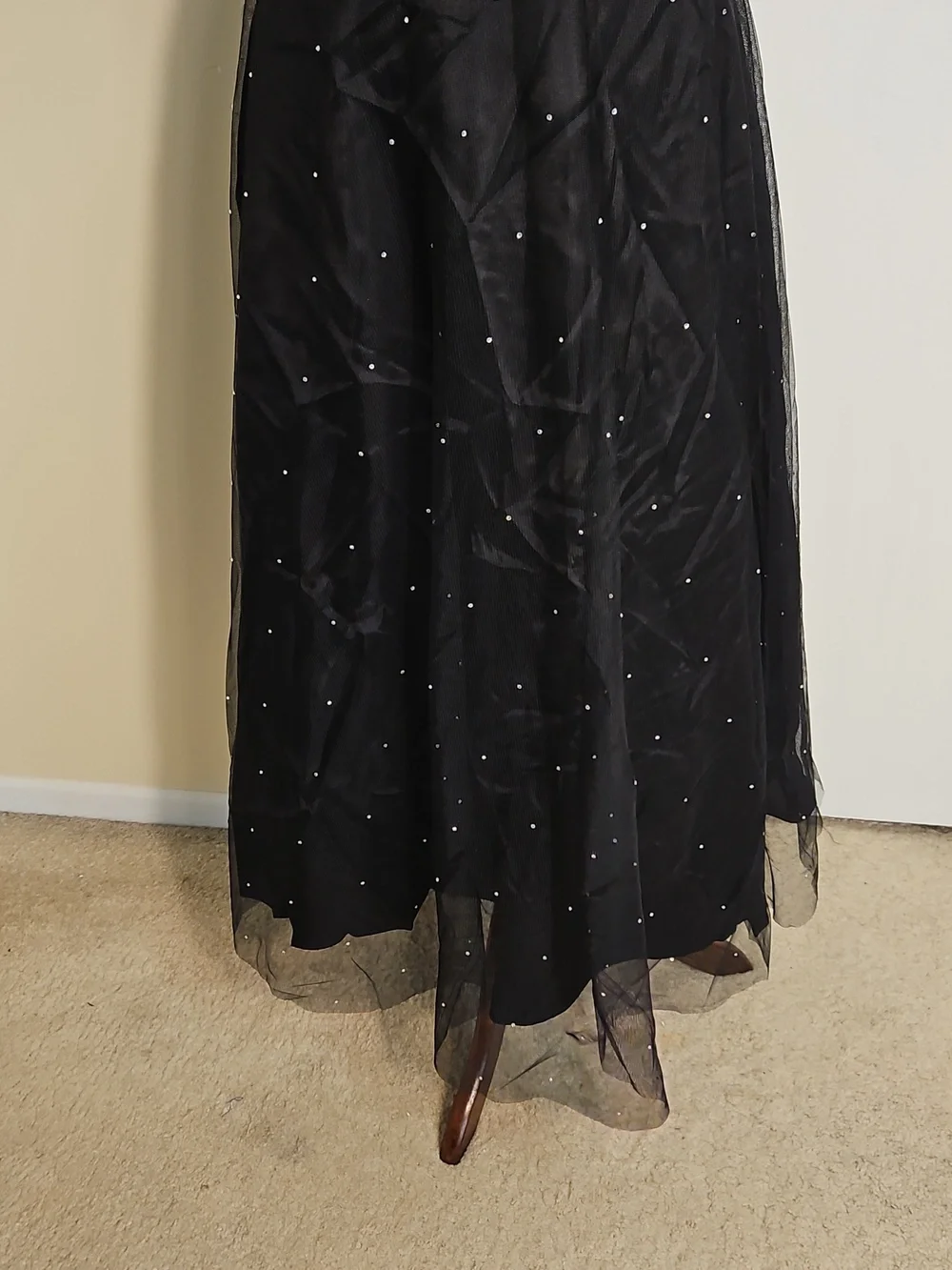Strapless Black Evening Gown with Rhinestone Details Size 8 - Picture 3 of 7